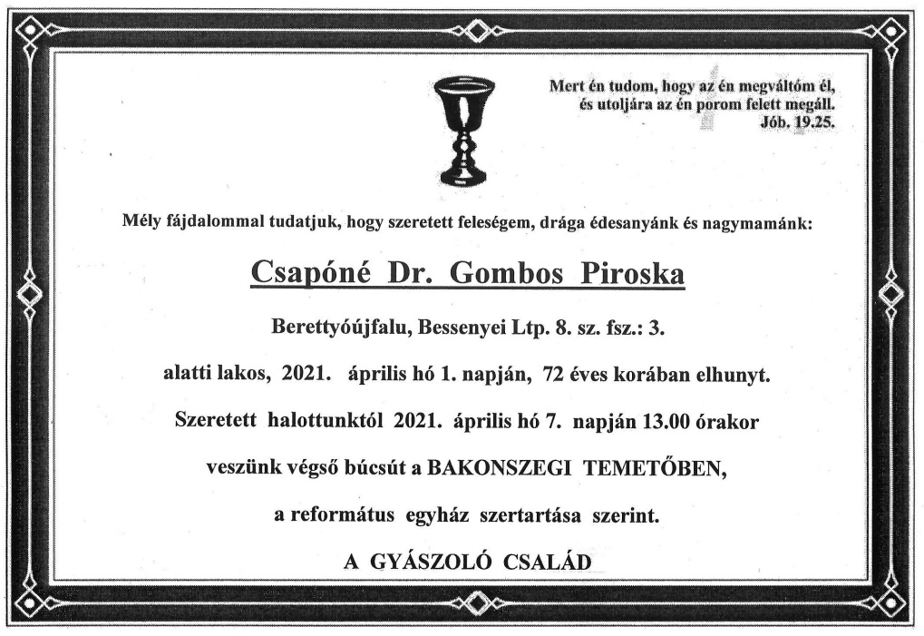 Gyászjelentés